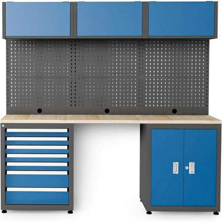 CHERY  INDUSTRIAL Storage Cabinet, Multifunctional Steel Garage Storage Cabinet W/ Doors, Sliding Drawers Blue 3 Pcs JINWB108CBL01